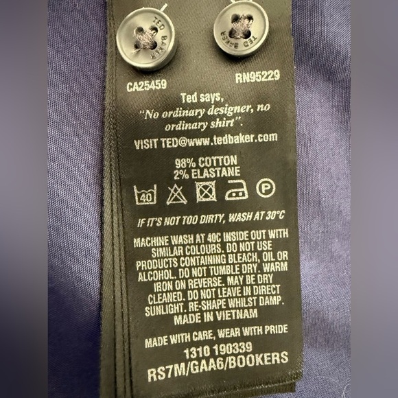 TED BAKER Navy Dress Shirt | Bold Cuff Detail | Luxe Stretch Fit | L - Picture 10 of 14